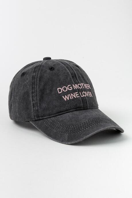 Francesca's Dog Mom And Wine Lover Baseball Hat - Black