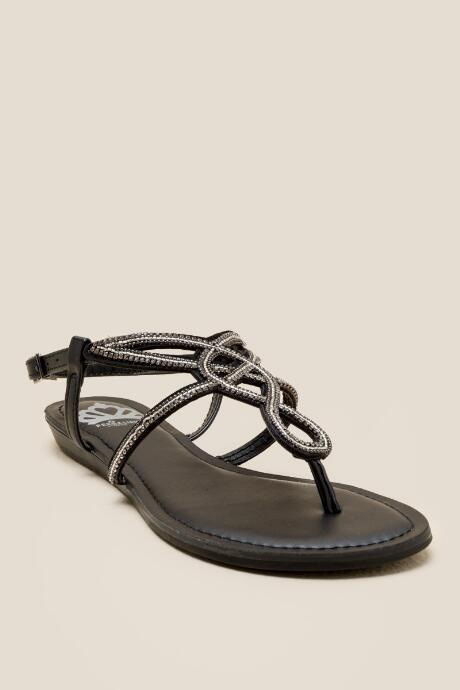 Francesca Inchess Saphire Embellished Strap Sandal - Black