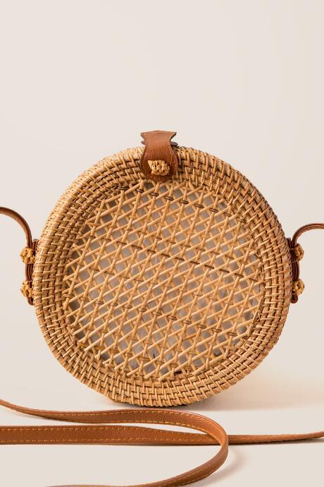 Francescas Mackenzie Round Rattan Crossbody - Natural