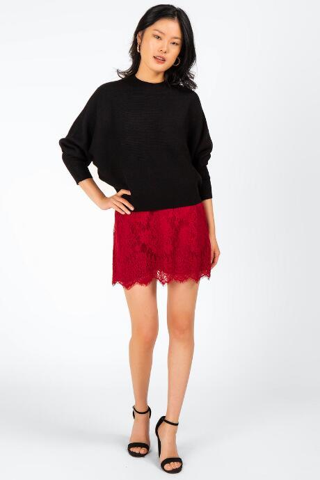 Francesca's Farahn Mock Neck Sweater - Black