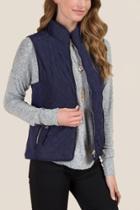 Mi Ami Leela Contrast Piping Puffer Vest - Navy