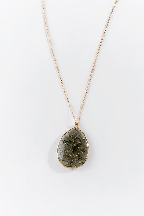 Francesca's Yasmin Crackle Teardrop Pendant Necklace - Black