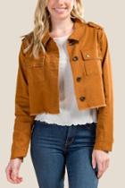 Francesca's Frida Military Denim Jacket - Amber