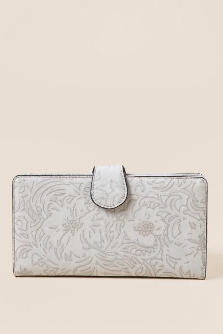 Francesca's Fiona Embossed Floral Wallet - Gray