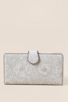 Francesca's Fiona Embossed Floral Wallet - Gray