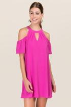 Blue Rain Karla Gigi Cold Shoulder Dress - Neon Pink