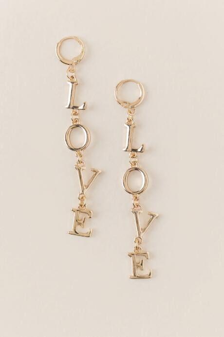 Francesca's Love Linear Drop Earring - Gold