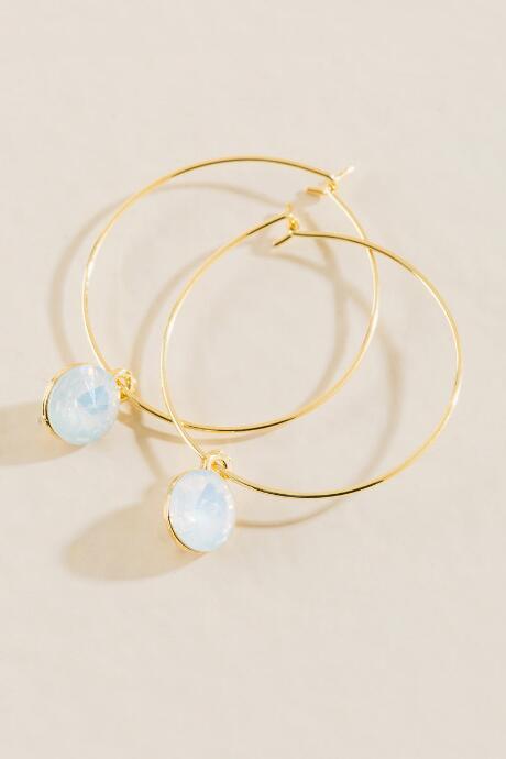 Francesca's Fergie Opal Drop Hoops - White