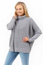 Francesca's Millie Turtle Neck Poncho - Light Gray