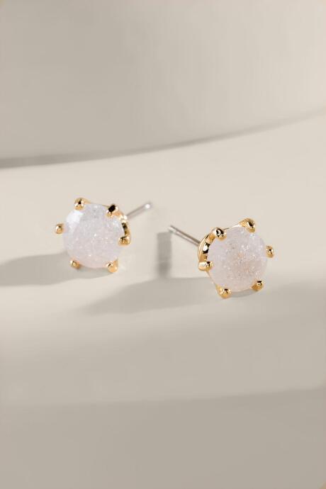 Francesca's Tiana Crackle Cz Stud Earrings - White