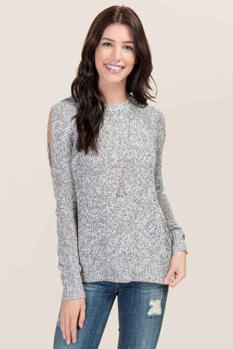Francesca's Cyndi Bare Back Sweater - Gray