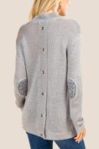 Francesca's Gwen Button Back Sweater - Heather Gray