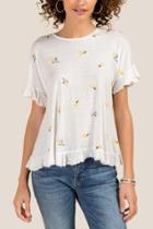 Francesca Inchess Shay Ruffle Split Back Tee - Ivory