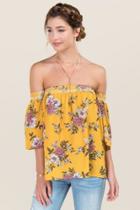 Trixxi Amelia Smocked Off The Shoulder Floral Top - Marigold