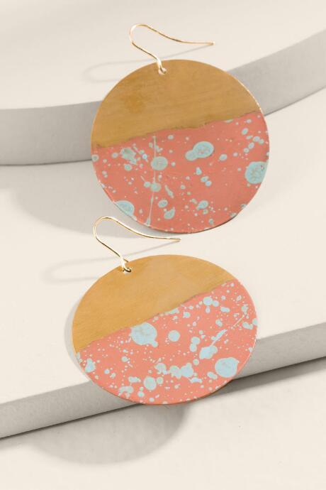 Francesca's Cassandra Splatter Circle Drop Earrings - Taupe