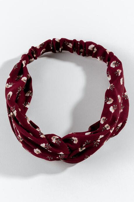 Francesca's Mia Dandelion Print Headwrap - Burgundy