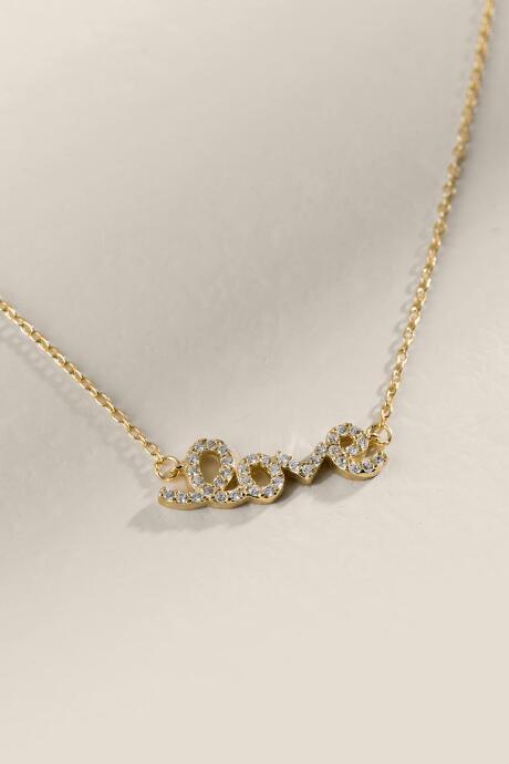 Francesca's Love Sterling Pendant Necklace - Gold
