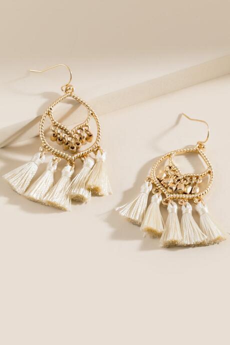 Francesca's Karsyn Tassel Earrings - Ivory