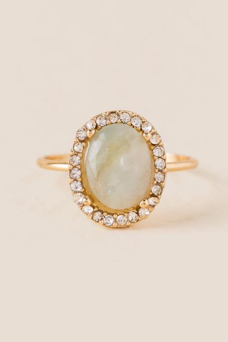 Francesca's Julia Oval Pav Ring - Mint