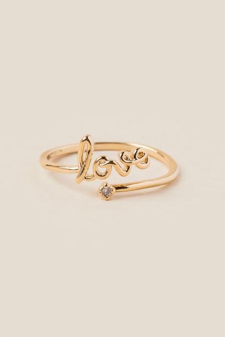 Francesca's Cubic Zirconia Love Ring In Gold - Gold