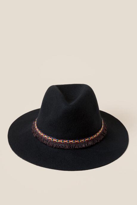 Francesca's Chelsea Embroidered Band Panama Hat - Black