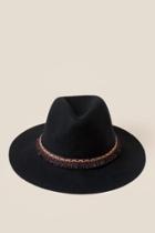 Francesca's Chelsea Embroidered Band Panama Hat - Black