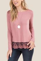 Francesca's Joyanna Lace Peplum Top - Rose