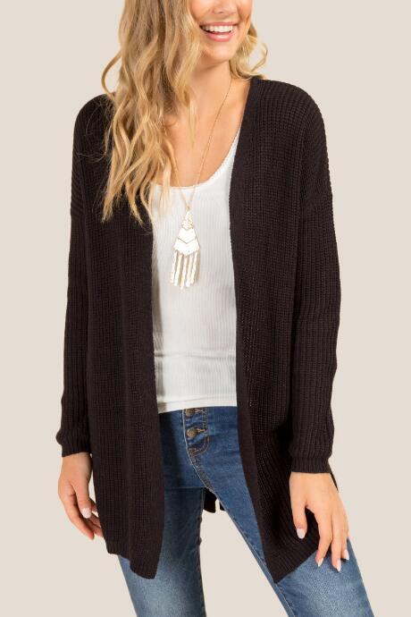 Francesca's Viola Lattice Back Cardigan - Black