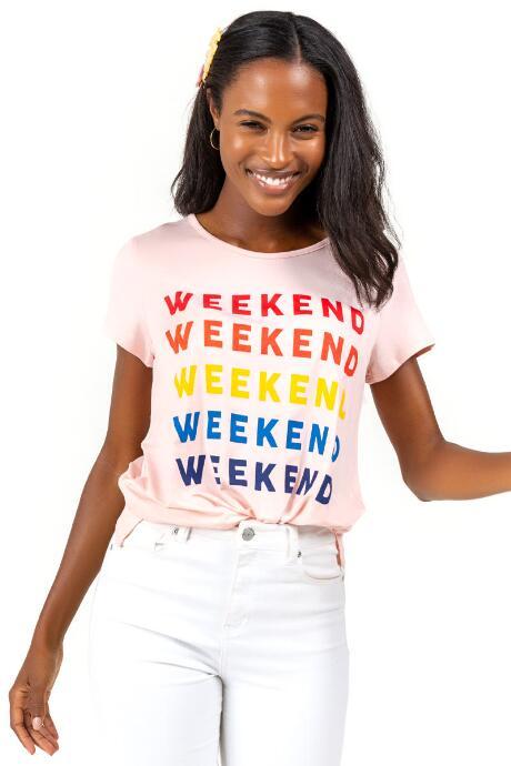 Francesca's Weekend Side Slit Tee - Blush