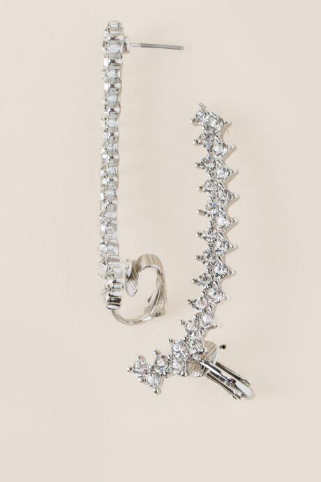 Francesca's Meryl Cubic Zirconia Stacked Crawler Earring - Crystal