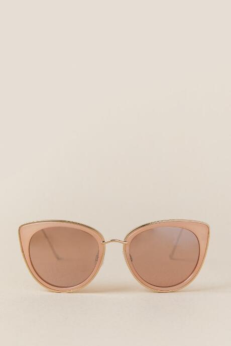 Francesca's Farrah Clear Frame Cat Eye Sunglasses - Rose/gold