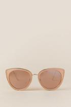 Francesca's Farrah Clear Frame Cat Eye Sunglasses - Rose/gold