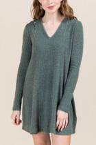 Alya Faith Ribbed Hacci Knit Dress - Dark Olive