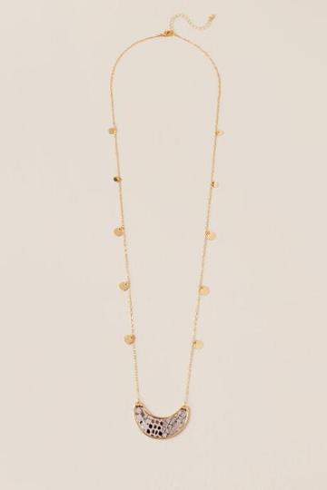 Francesca's Romy Leather Crescent Pendant Necklace - Rose/gold