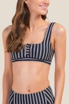 Francesca's Marissa Button Front Swimsuit Top - Black/white