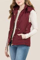 Francesca's Druella Puffer Vest - Burgundy