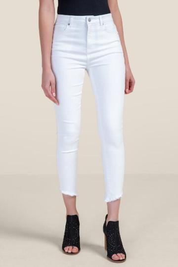 The Group La, Inc. Harper Asymmetrical Hem Jeans - White
