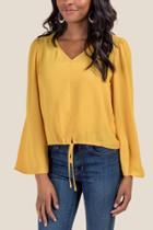 Francesca's Bethany Tie Waist Blouse - Sunshine
