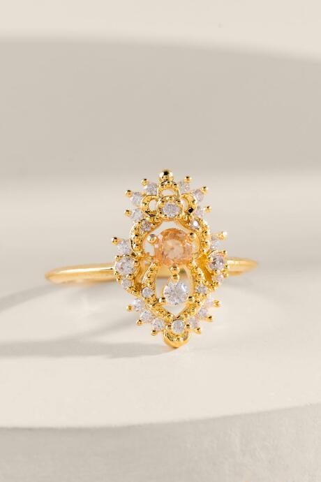 Francesca's Tia Cubic Zirconia Shield Ring - Gold