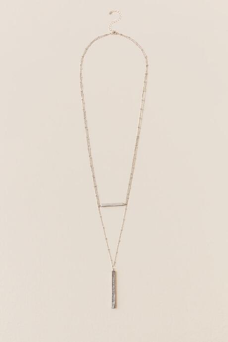 Francesca's Kayla Silver Layered Bar Necklace - Silver