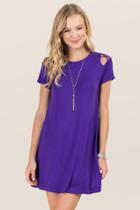 Alya Jina Lattice Sleeve Knit Dress - Purple