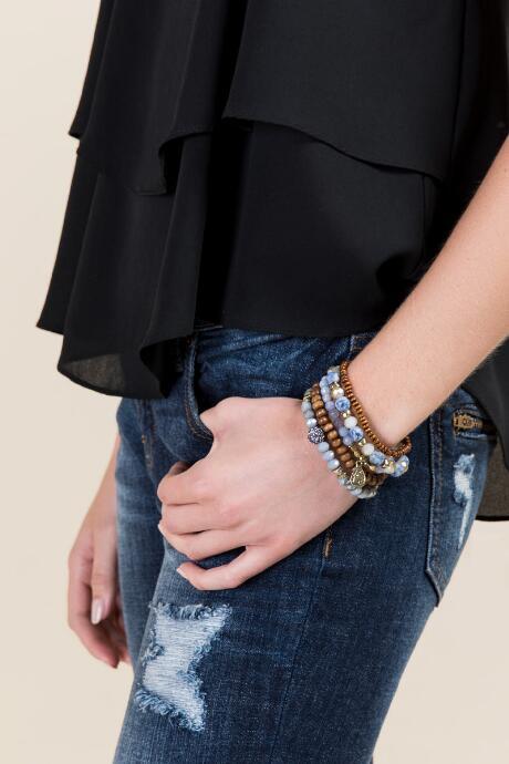 Francesca's Shana Beaded Bracelet Set - Blue