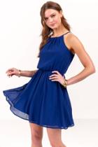 Francesca Inchess Flawless Solid Dress In Navy - Navy