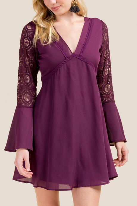 Francesca's Julie Bell Sleeve Shift Dress - Purple
