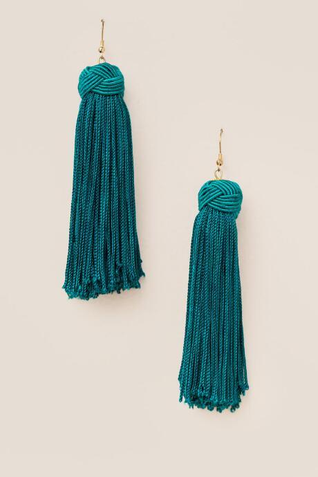 Francesca's Lauretta Thread Tassel Earring In Emerald - Emerald