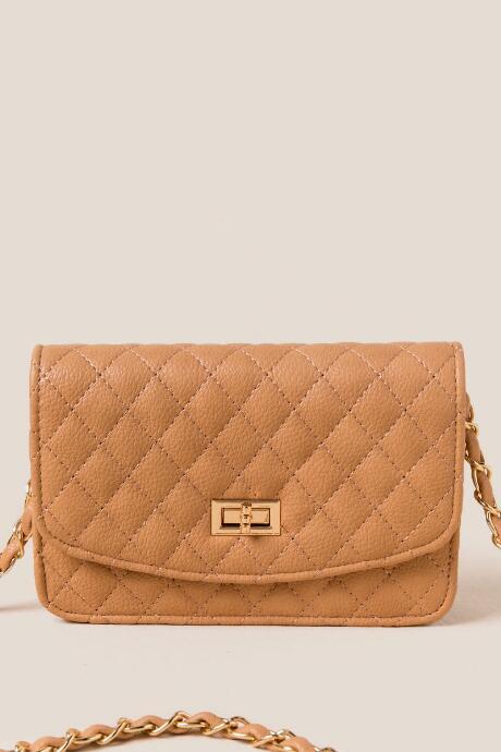 Francesca's Lellani Quilted Crossbody In Nude - Nude