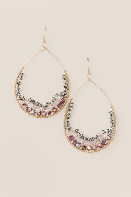 Francesca's Frida Bead Teardrop Earring In Mauve - Mauve