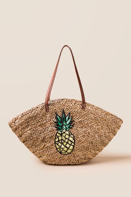 Francesca's Carmen Straw Pineapple Beach Tote - Natural