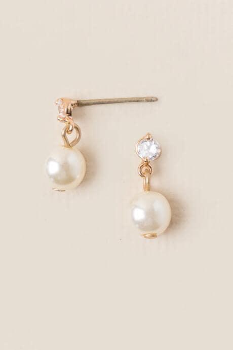 Francesca's Cameron Delicate Pearl Earrings - Pearl