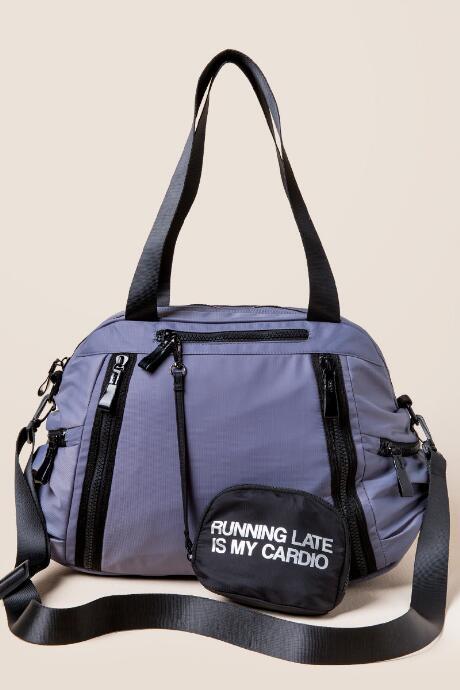 Francesca's Running Late Is My Cardio Weekender Bag - Gray